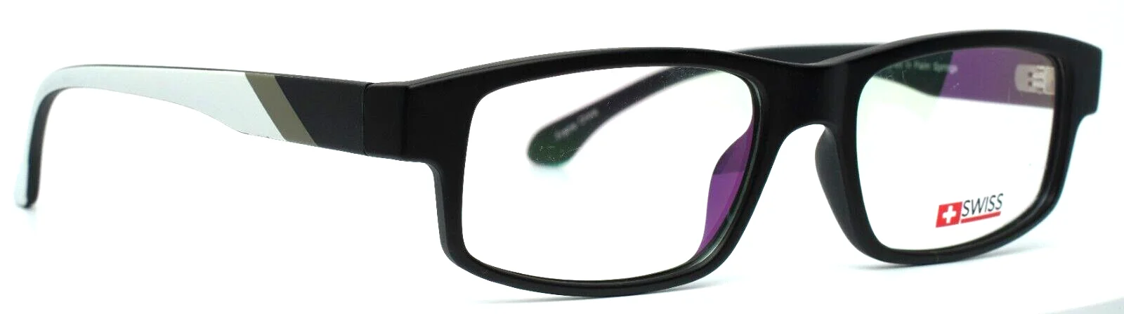 SWISS SWM-16-32 Matte Black Grey White Mens Rectangle Eyeglasses 53-18-141 B:33 3