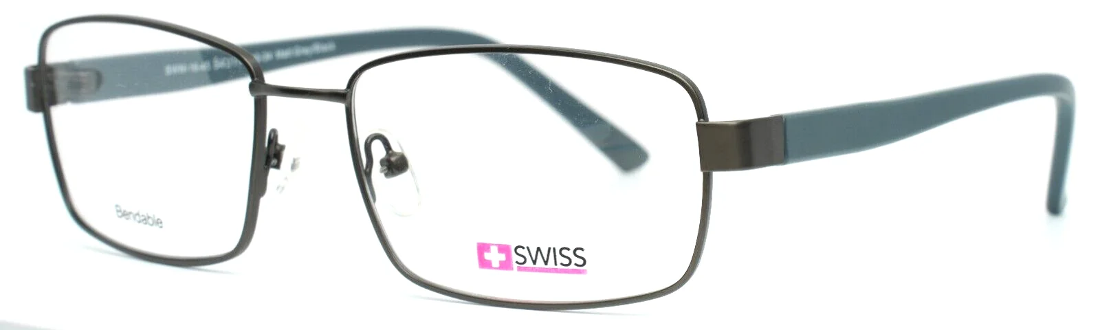 SWISS SWM-16-45 Matt Gray Black Mens Rectangle Full Rim Eyeglasses 54-17-140