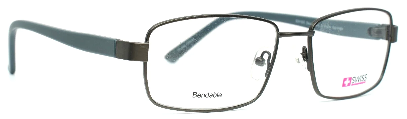SWISS SWM-16-45 Matt Gray Black Mens Rectangle Full Rim Eyeglasses 54-17-140 3