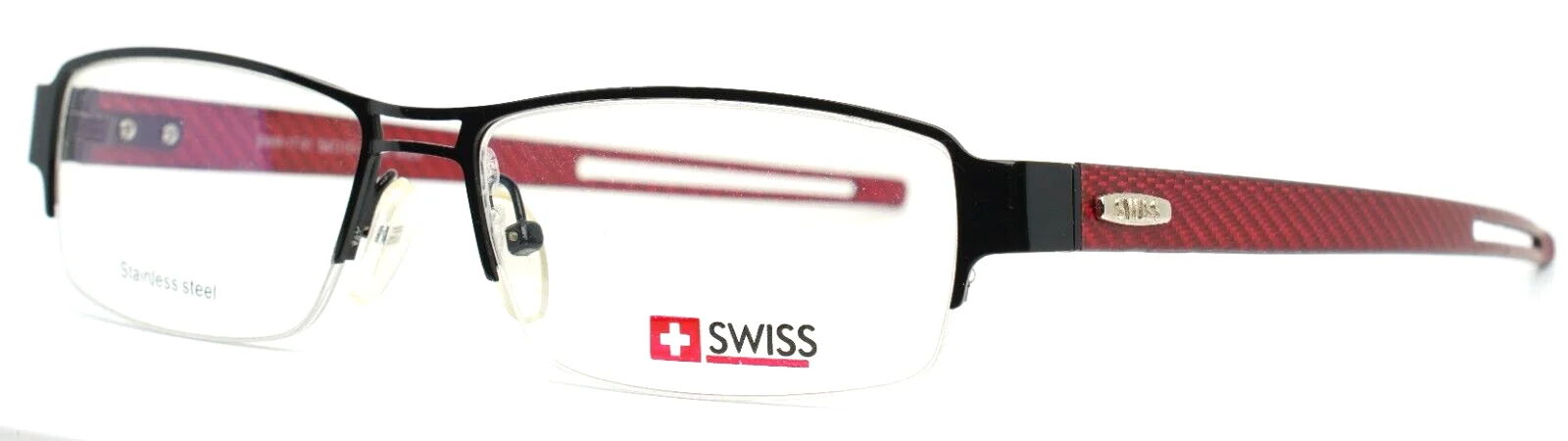 SWISS SWM-17-01 Black Mens Rectangle Half Rim Eyeglasses 54-15-140 B:30