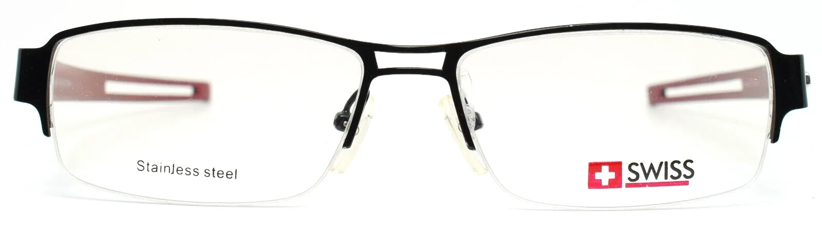 SWISS SWM-17-01 Black Mens Rectangle Half Rim Eyeglasses 54-15-140 B:30 2