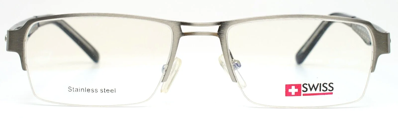 SWISS SWM-17-02 Silver Mens Rectangle Half Rim Eyeglasses 54-18-140 B:33 2