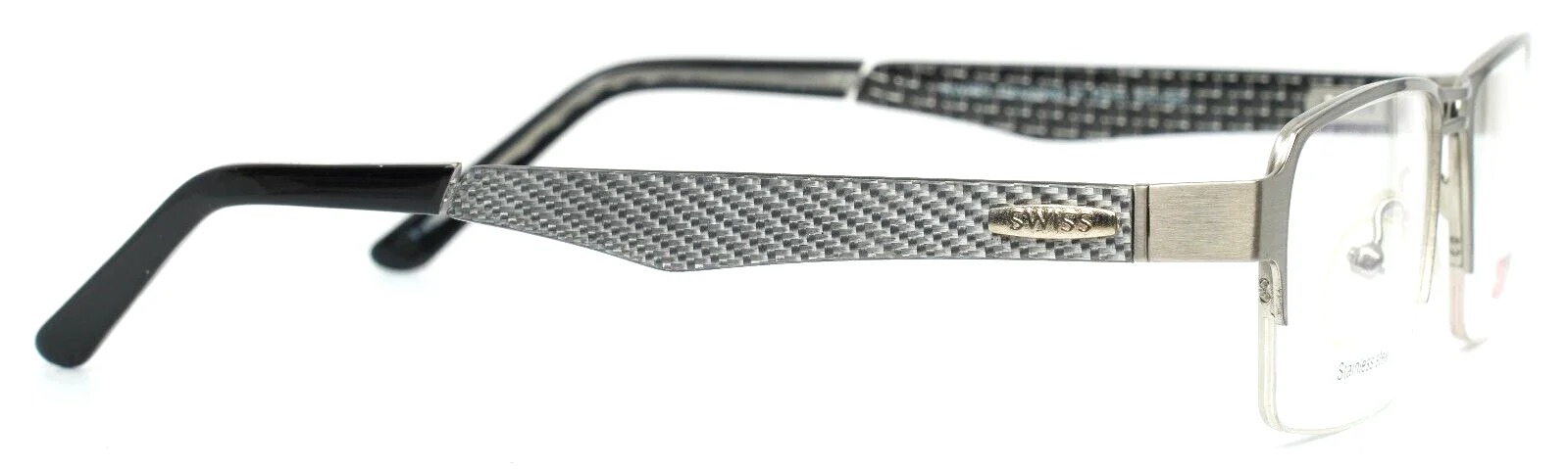 SWISS SWM-17-02 Silver Mens Rectangle Half Rim Eyeglasses 54-18-140 B:33 4