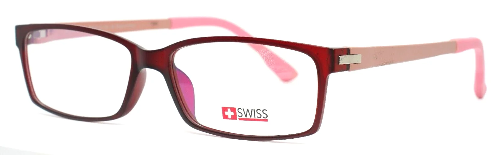 SWISS SWUL-16-17 Maroon Pink Womens Rectangle Full Rim Eyeglasses 55-15-135 B:30