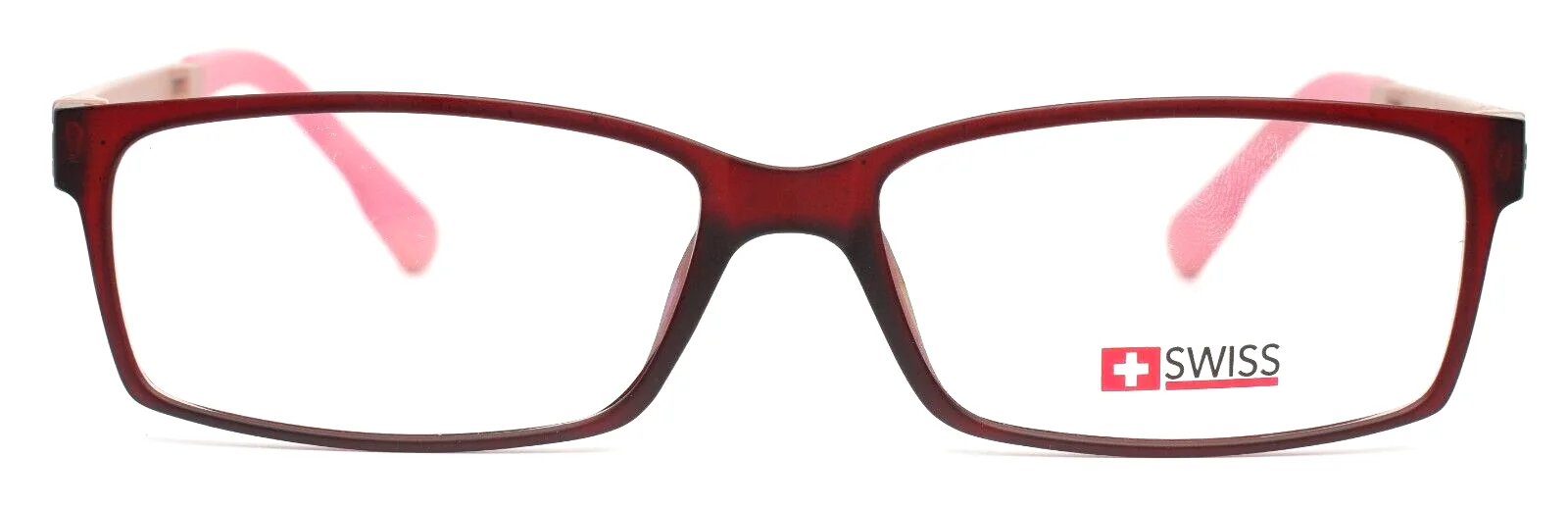 SWISS SWUL-16-17 Maroon Pink Womens Rectangle Full Rim Eyeglasses 55-15-135 B:30 2