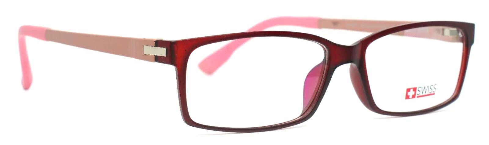 SWISS SWUL-16-17 Maroon Pink Womens Rectangle Full Rim Eyeglasses 55-15-135 B:30 3