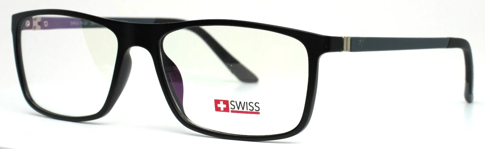 SWISS SWUL-16-20 Black Gray Mens Rectangle Full Rim Eyeglasses 56-16-140 B:38