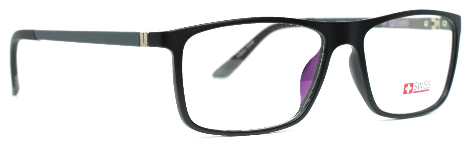 SWISS SWUL-16-20 Black Gray Mens Rectangle Full Rim Eyeglasses 56-16-140 B:38 3