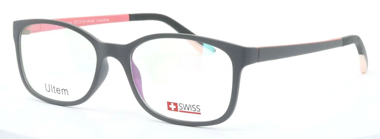 SWISS ULTEM SWUL-16-04 Grey Pink Rectangular Eyeglasses Frames 51-18-140