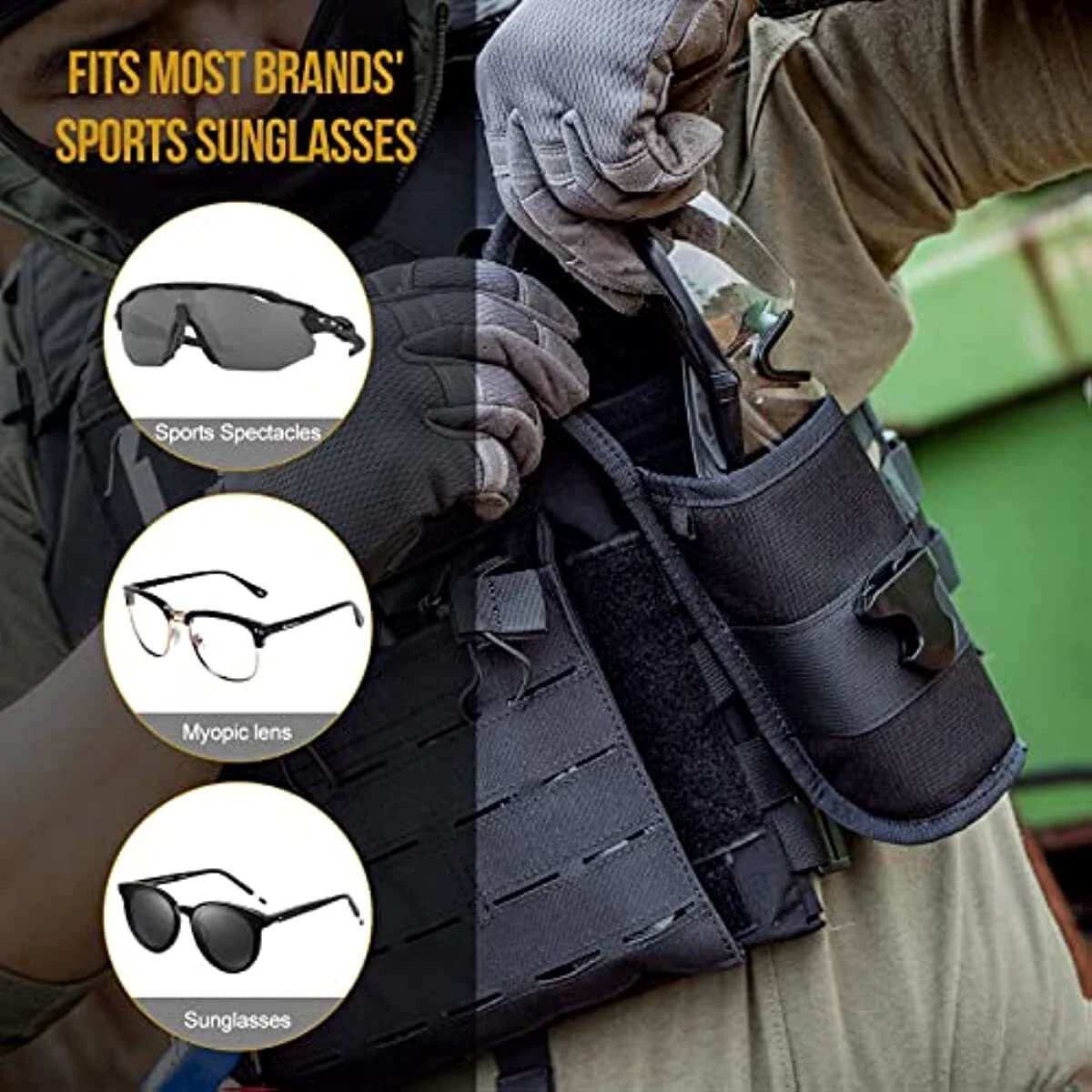 Tactical MOLLE Eyeglasses Case with Buckle Hard Shell Sunglasses Storage Box 3