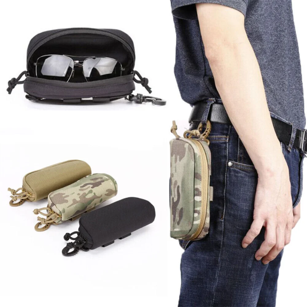 Tactical MOLLE Eyeglasses Case Eyewear Carry Sunglasses Pouch Riding Glasses Box