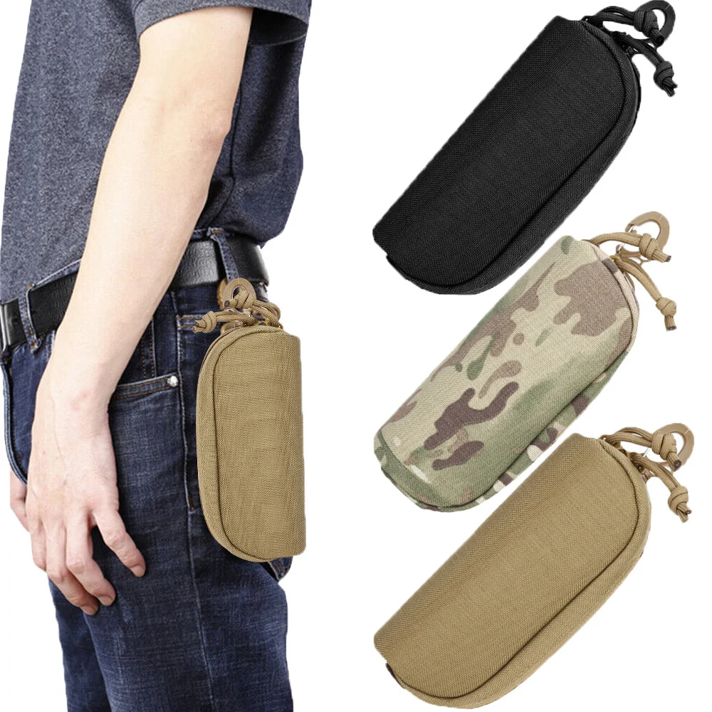 Tactical Molle Glasses Case Sunglasses Pouch Eyeglasses Box with Carabiner Hook