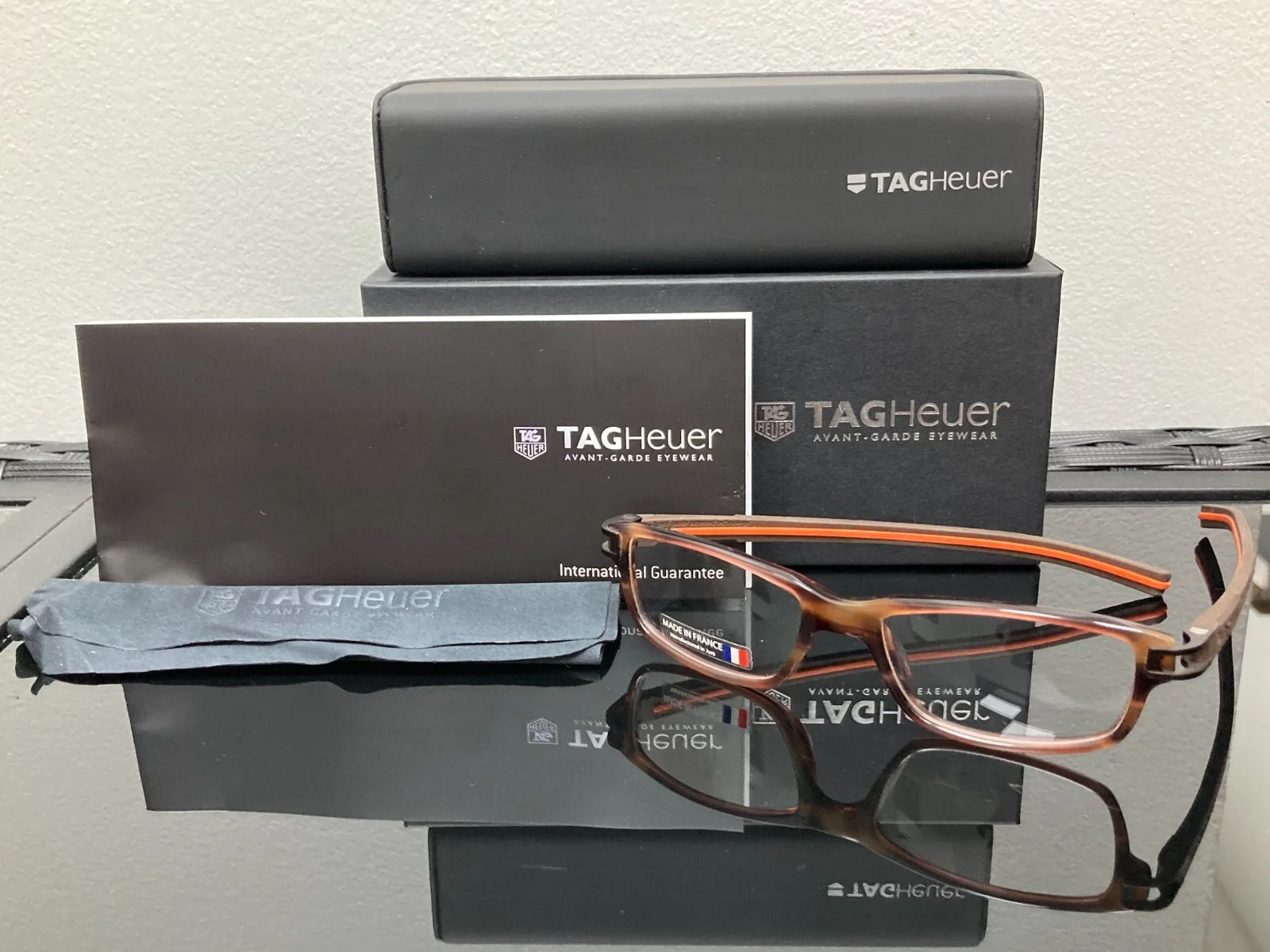 Tag Heuer Eyeglasses Track S TH7602 TH/7602 002 Brown/Orange Optical Frame 52mm