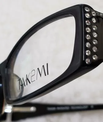 TAK2MI (T9566) EYEGLASS FRAME Color: BLACK - TINY DECORATIVE FAUX CRYSTAL STONES 2