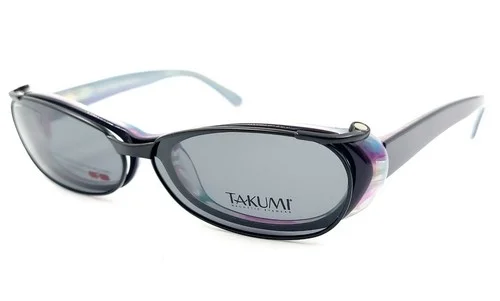 Takumi T9886 Dark Lilac Eyeglass Frames w/ Magnetic Clip On Sunglasses B0029