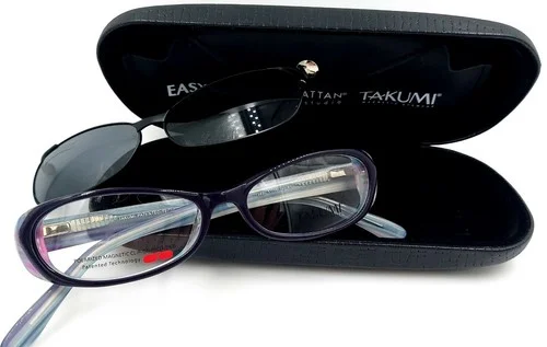 Takumi T9886 Dark Lilac Eyeglass Frames w/ Magnetic Clip On Sunglasses B0029 2