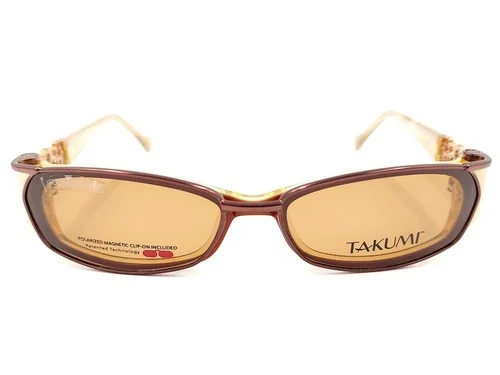 Takumi T9896 Copper Color Eyeglass Frames w/ Magnetic Clip On Sunglasses B0028