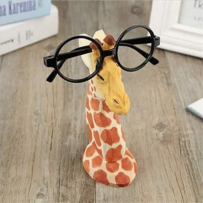 TANG SONG Creative Wood Hand Carved Eyeglass Holder Handmade Nose Giraffe Stand 2