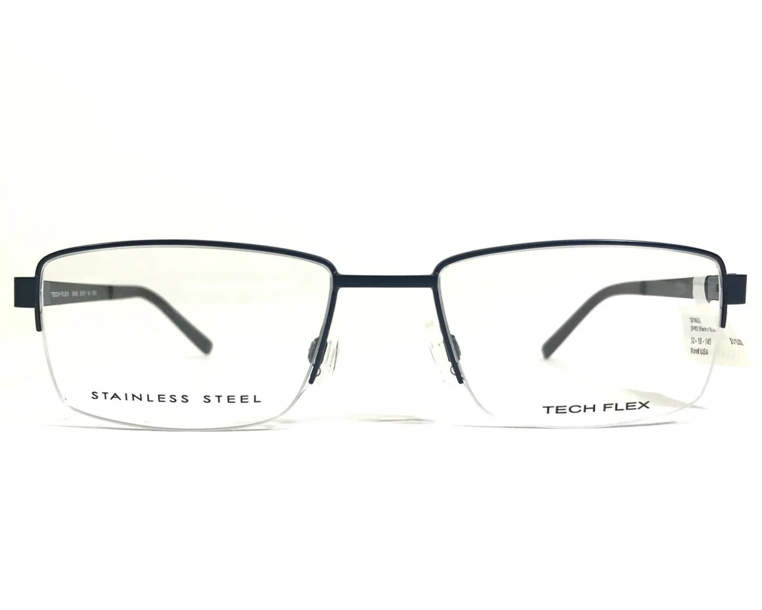 Tech Flex Eyeglasses Frames 30143S SP02 Black Blue Rectangular 52-18-145 2