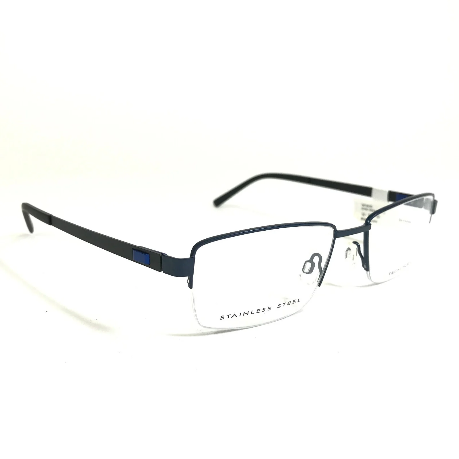 Tech Flex Eyeglasses Frames 30143S SP02 Black Blue Rectangular 52-18-145 3