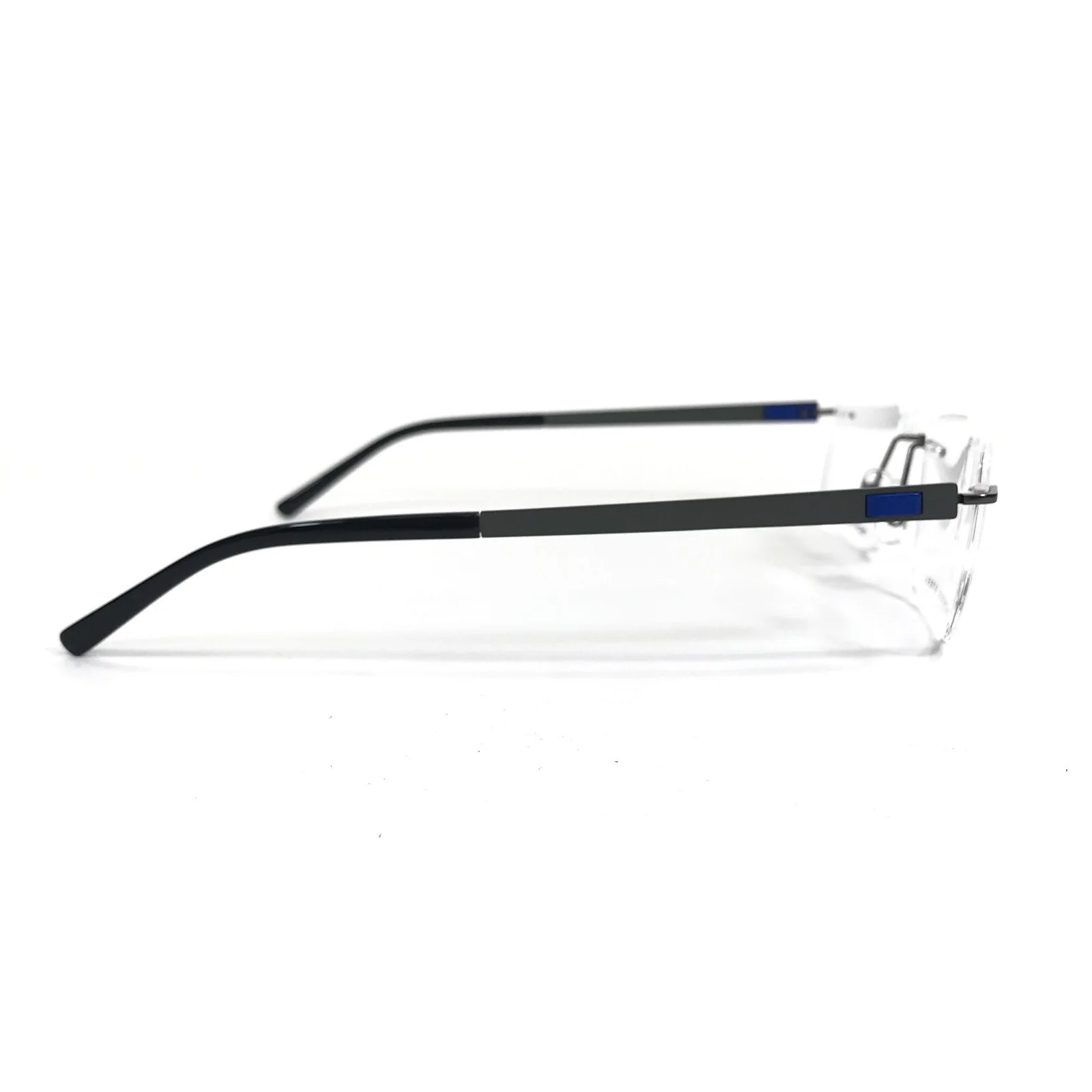 Tech Flex Eyeglasses Frames 30146S SP08 Gray Blue Rectangular Rimless 56-16-145 3