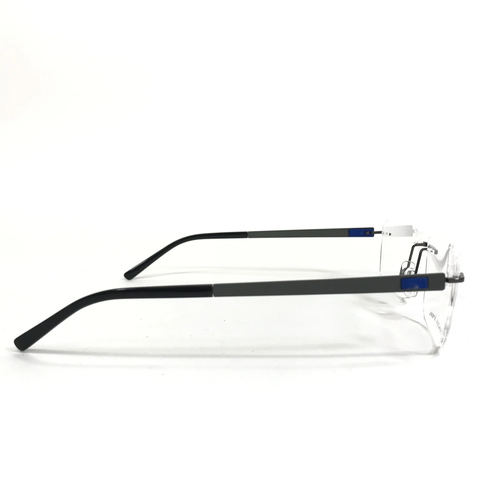 Tech Flex Eyeglasses Frames 30146S SP08 Gunmetal Gray Blue Rimless 56-16-145 3