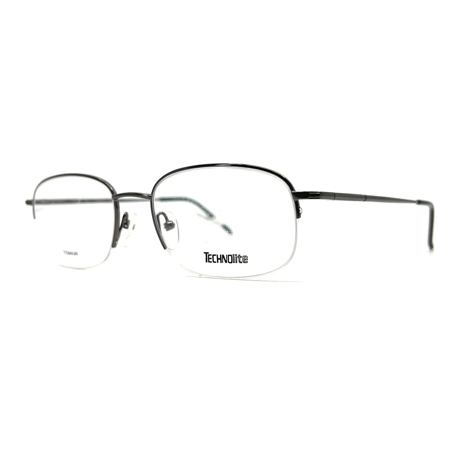 Technolite Eyeglasses Frames TL 518 GM Gunmetal Grey Round Half Rim 54-19-145 2