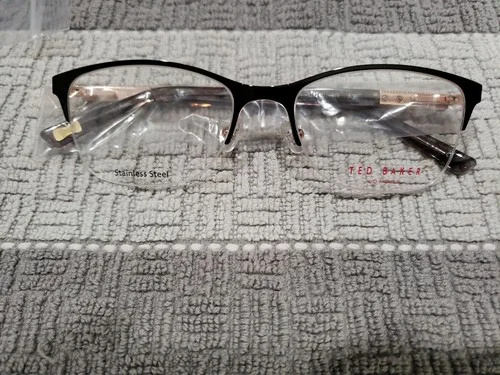 Ted Baker B249 Eyeglass Frames Black Rose Gold 52 17 135 New 2