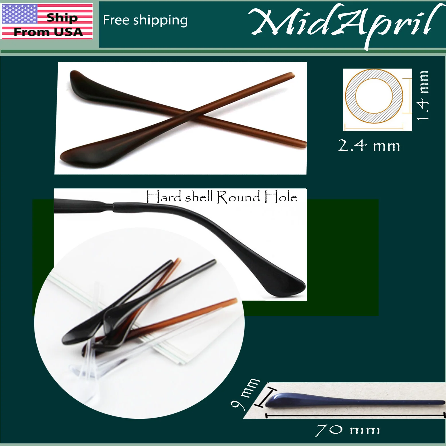 Temple End Tips Round repairs Eyeglasses Sunglasses spectacles Glasses