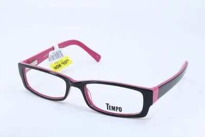 Tempo WP7000 Black-Pink Rectangle Women Full Rim 52-17-135 Eyeglasses Frames