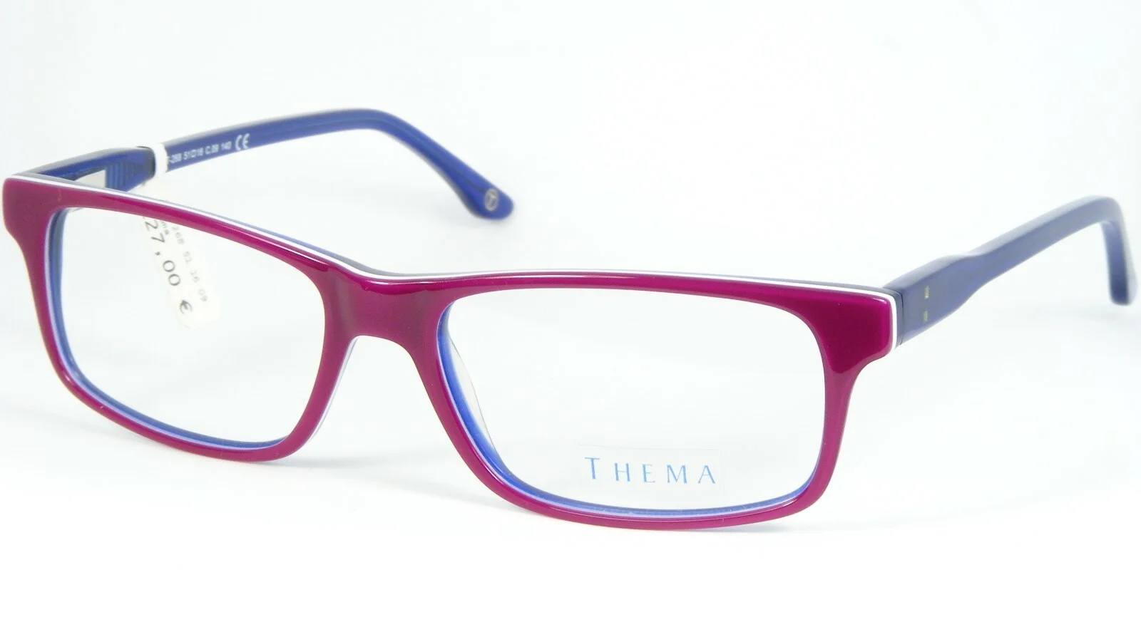 Thema T-268 09 DARK RASPBERRY /WHITE /BLUE EYEGLASSES GLASSES FRAME 51-16-140mm