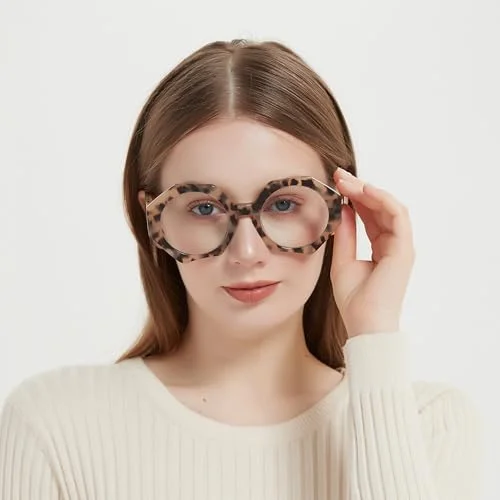 Theo Shape Eyeglass Frames Belgium Unique Geometric Fluo Orange Navy Blue 2