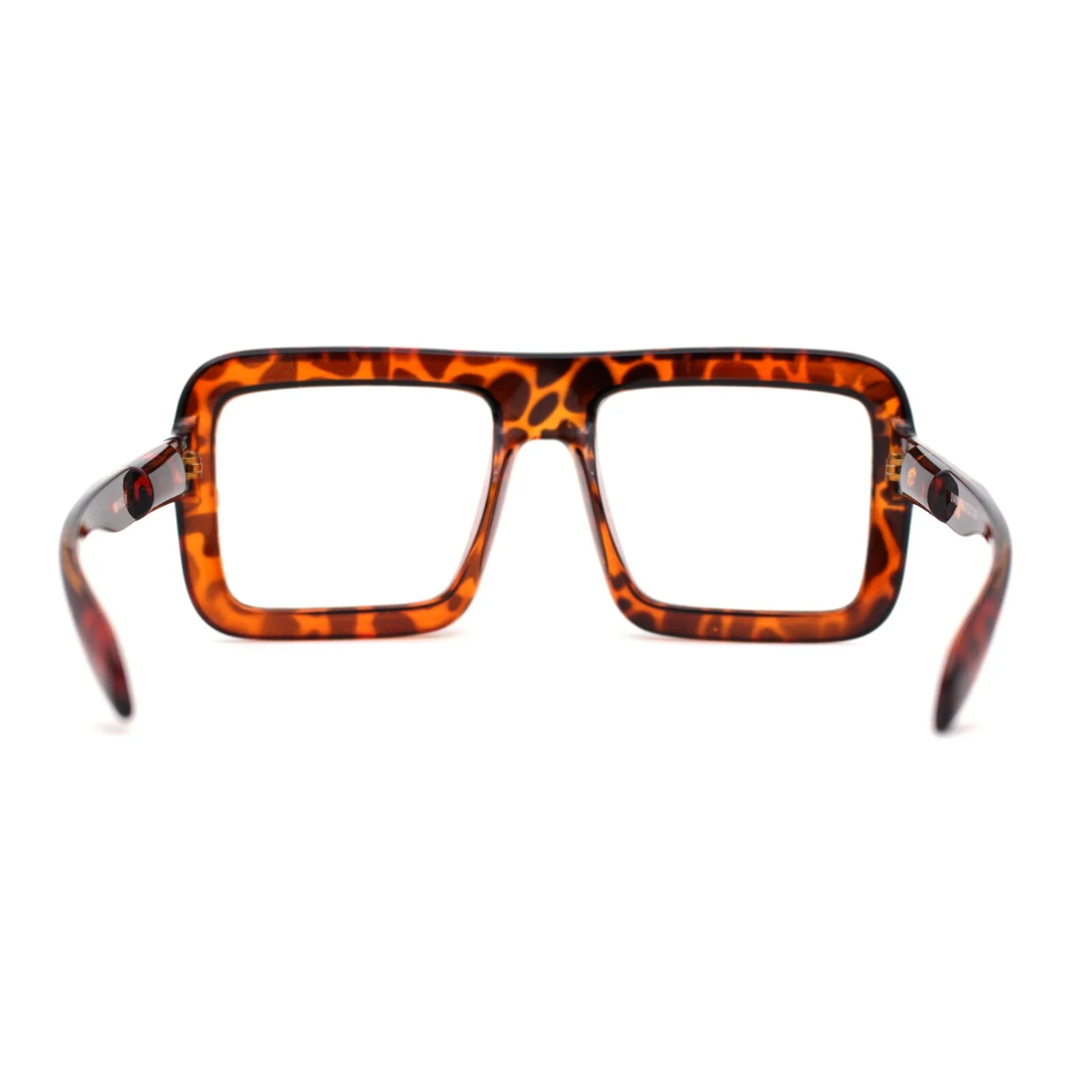 Thick Bubble Bevel Rim Oversize Rectangle Flat Top Clear Lens Eyeglasses 3