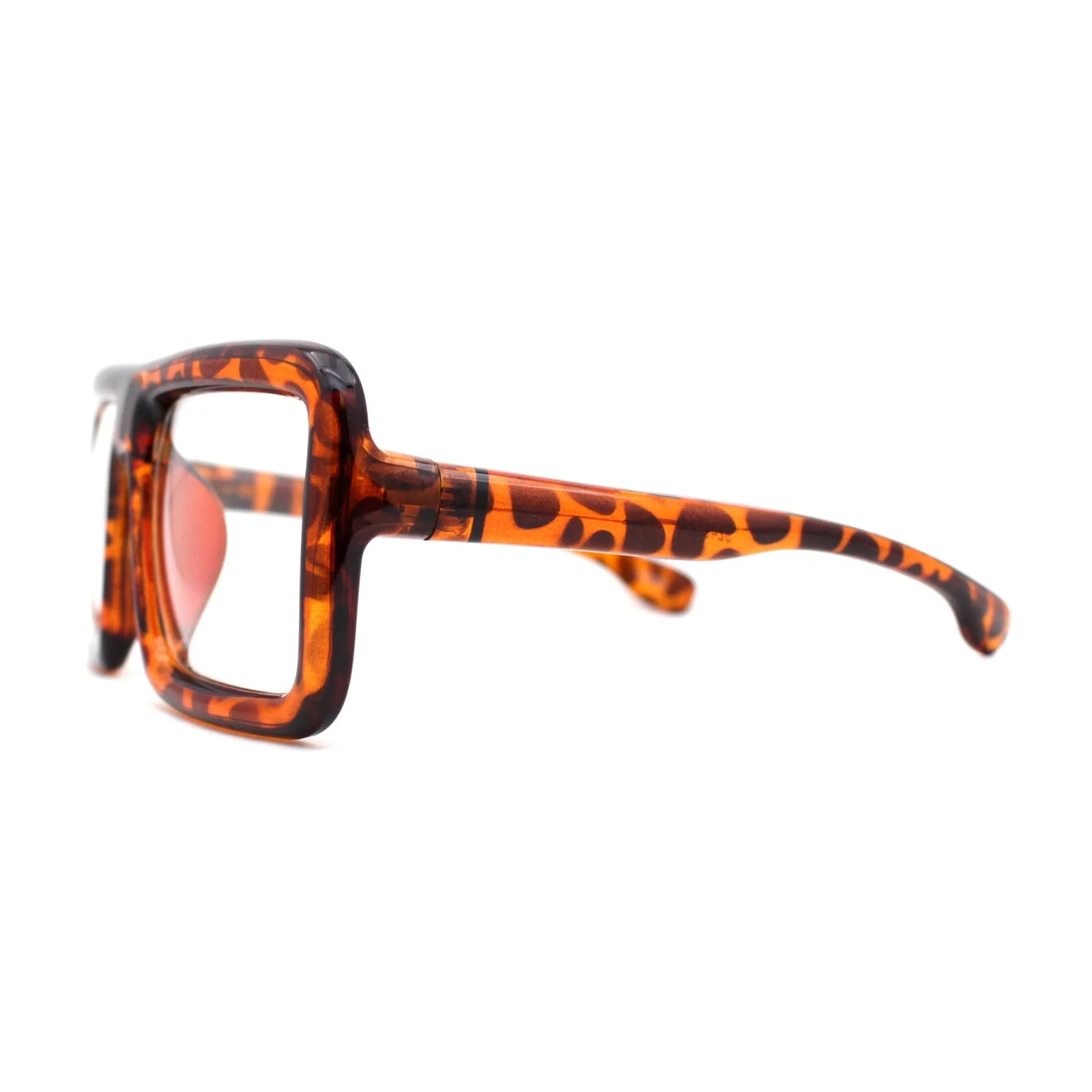 Thick Bubble Bevel Rim Oversize Rectangle Flat Top Clear Lens Eyeglasses 4