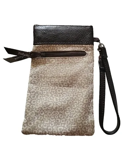 Thirty-One Pinch Top Eyeglass Phone Taupe Cheetah Spot Sunglass Holder Wristlet