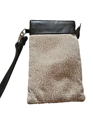 Thirty-One Pinch Top Eyeglass Phone Taupe Cheetah Spot Sunglass Holder Wristlet 3