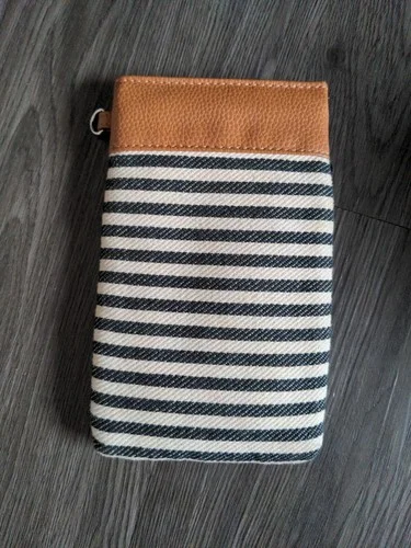 Thirty-One Pinch Top Eyeglass Sun Glasses Case Holder Twill Stripe New
