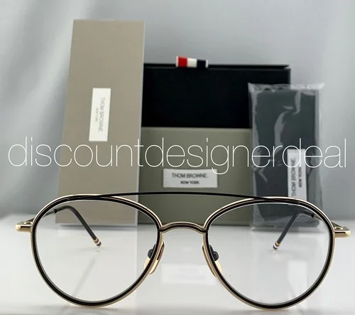Thom Browne Round Eyeglasses Gold Black Frame Clear Demo TB-109-A-GLD-BLK 53mm 2