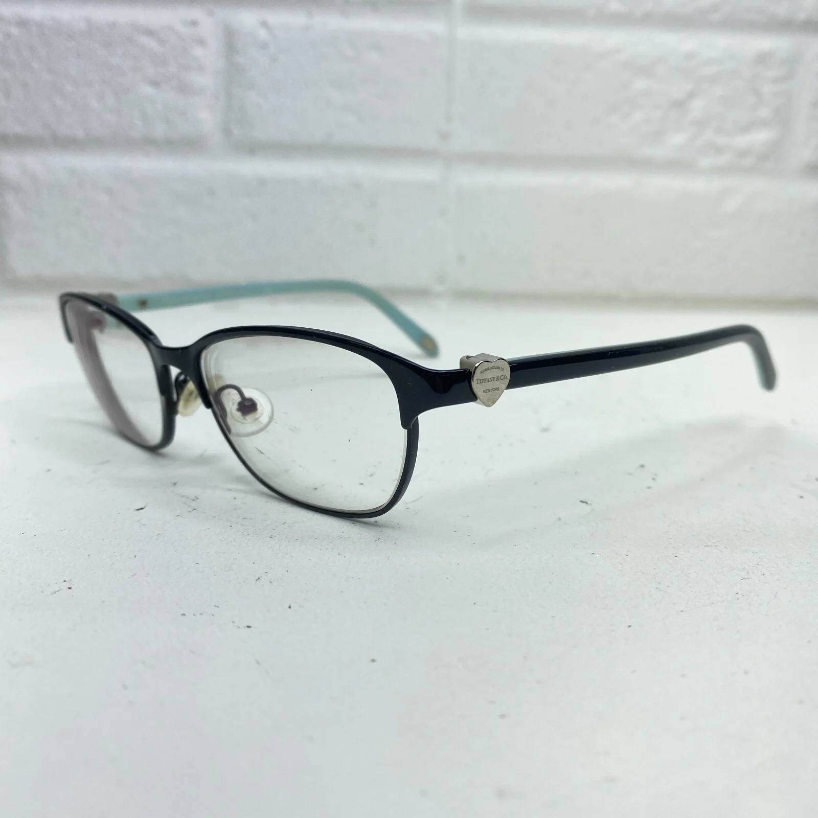 Tiffany & Co Eyeglasses Glasses TF 1072 6007 Black Silver Heart 51-15-135 17624 2