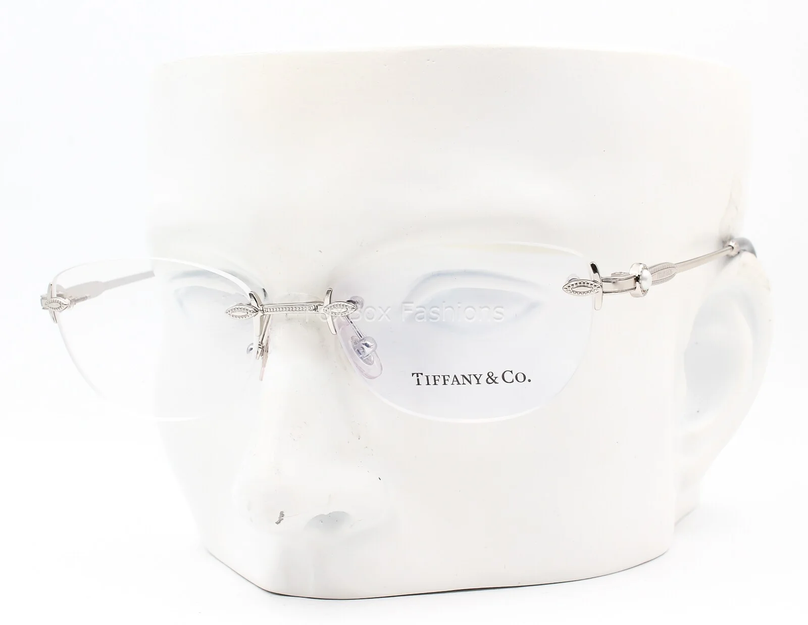 Tiffany & Co TF 1095H 6001 Rimless Eyeglasses Glasses Silver w/ Pearls 51-17-140 3