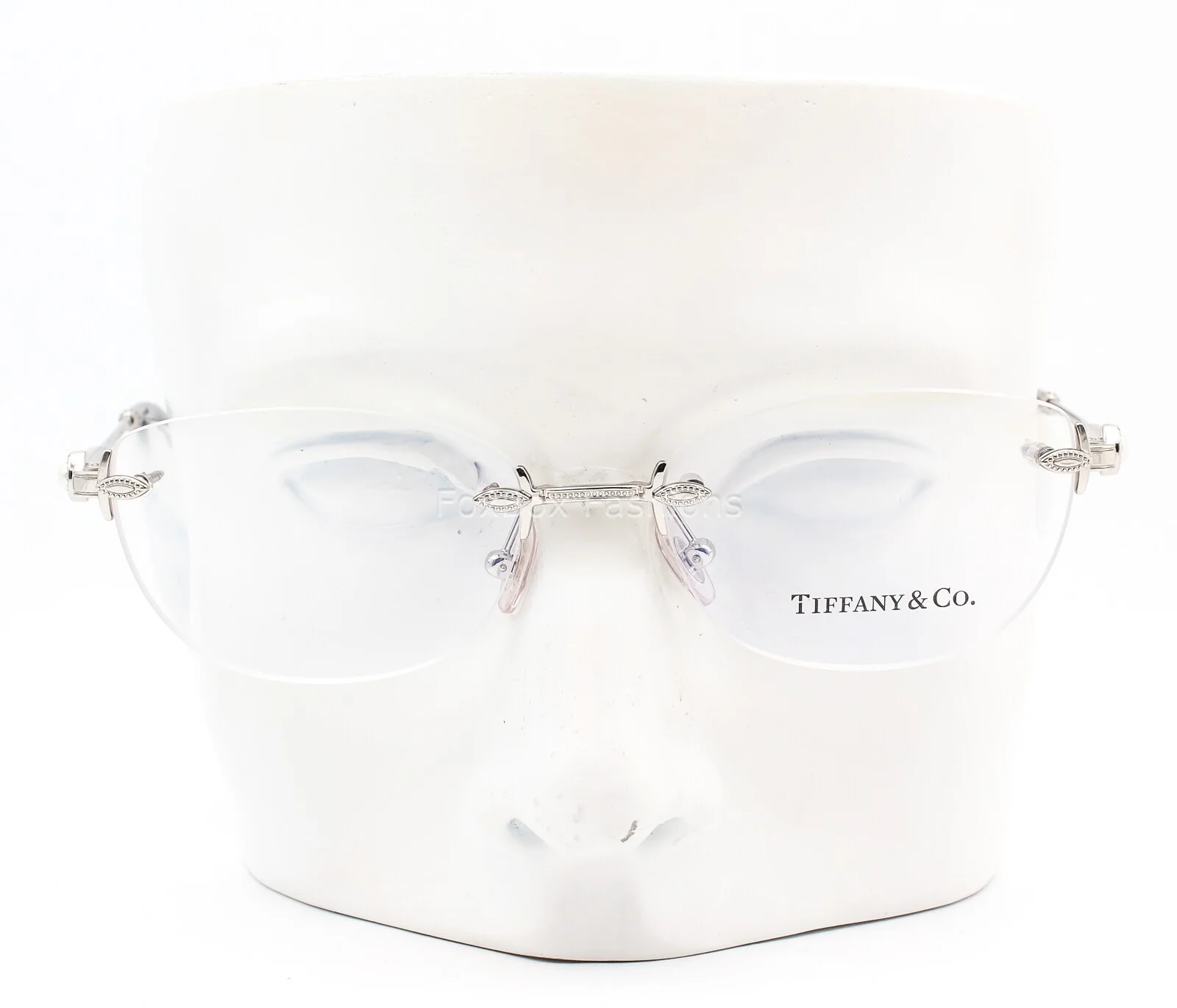 Tiffany & Co TF 1095H 6001 Rimless Eyeglasses Glasses Silver w/ Pearls 51-17-140 4
