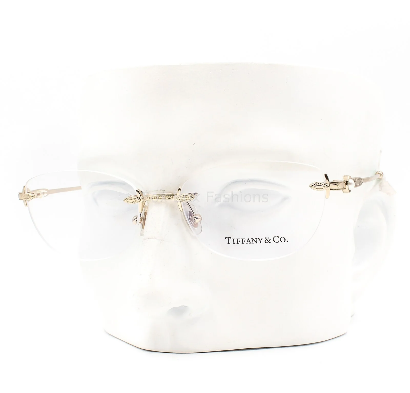 Tiffany & Co TF 1095H 6087 Rimless Pearl Eyeglasses Glasses Pale Gold 53-17-140