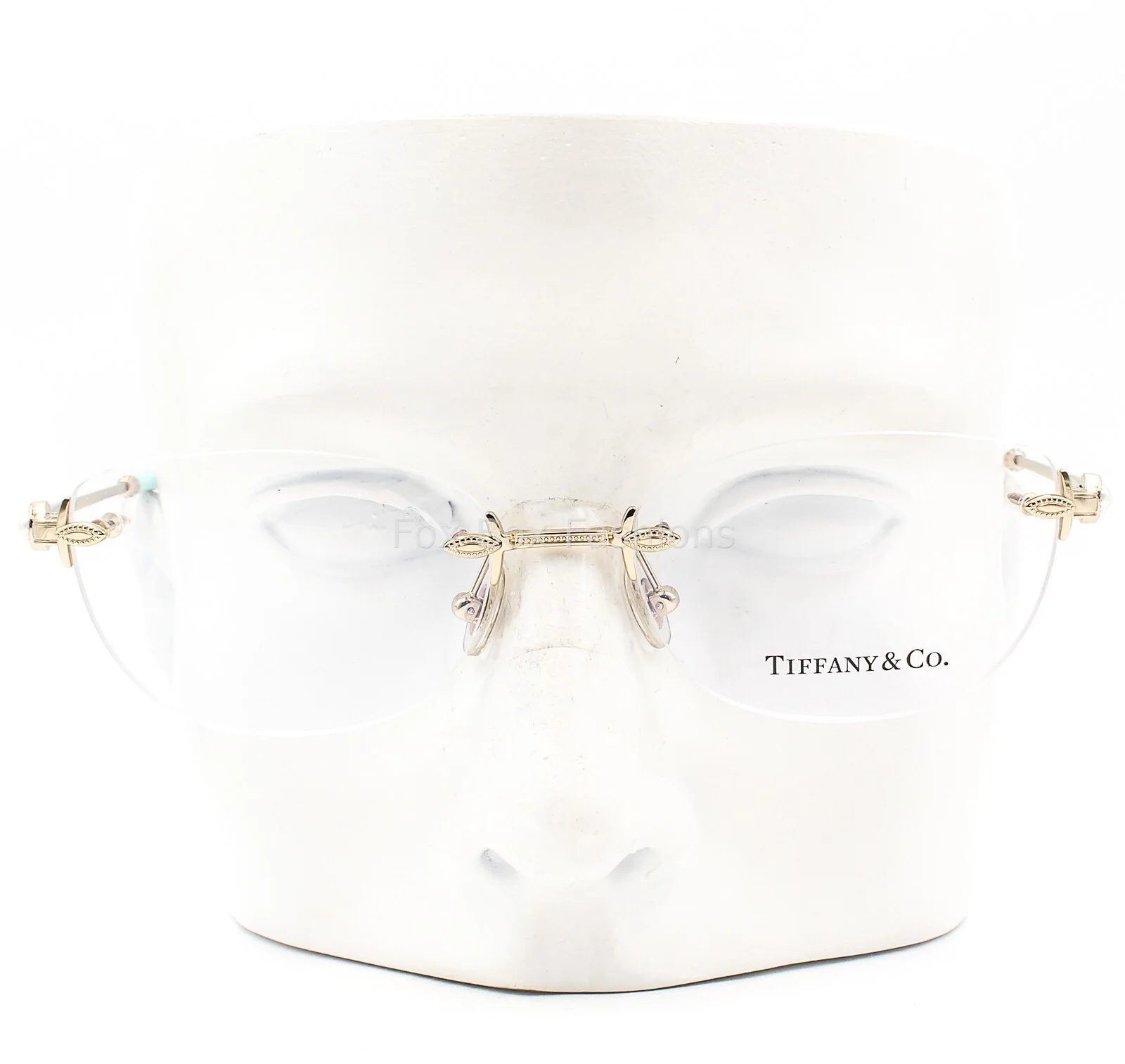 Tiffany & Co TF 1095H 6087 Rimless Pearl Eyeglasses Glasses Pale Gold 53-17-140 3
