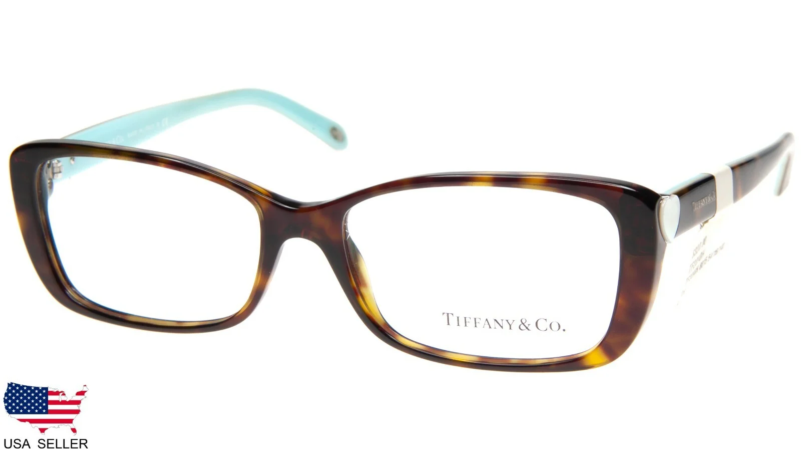 Tiffany & Co TF 2090H 8015 Eyeglasses Glasses Brown Tortoise Pearl Heart 54mm