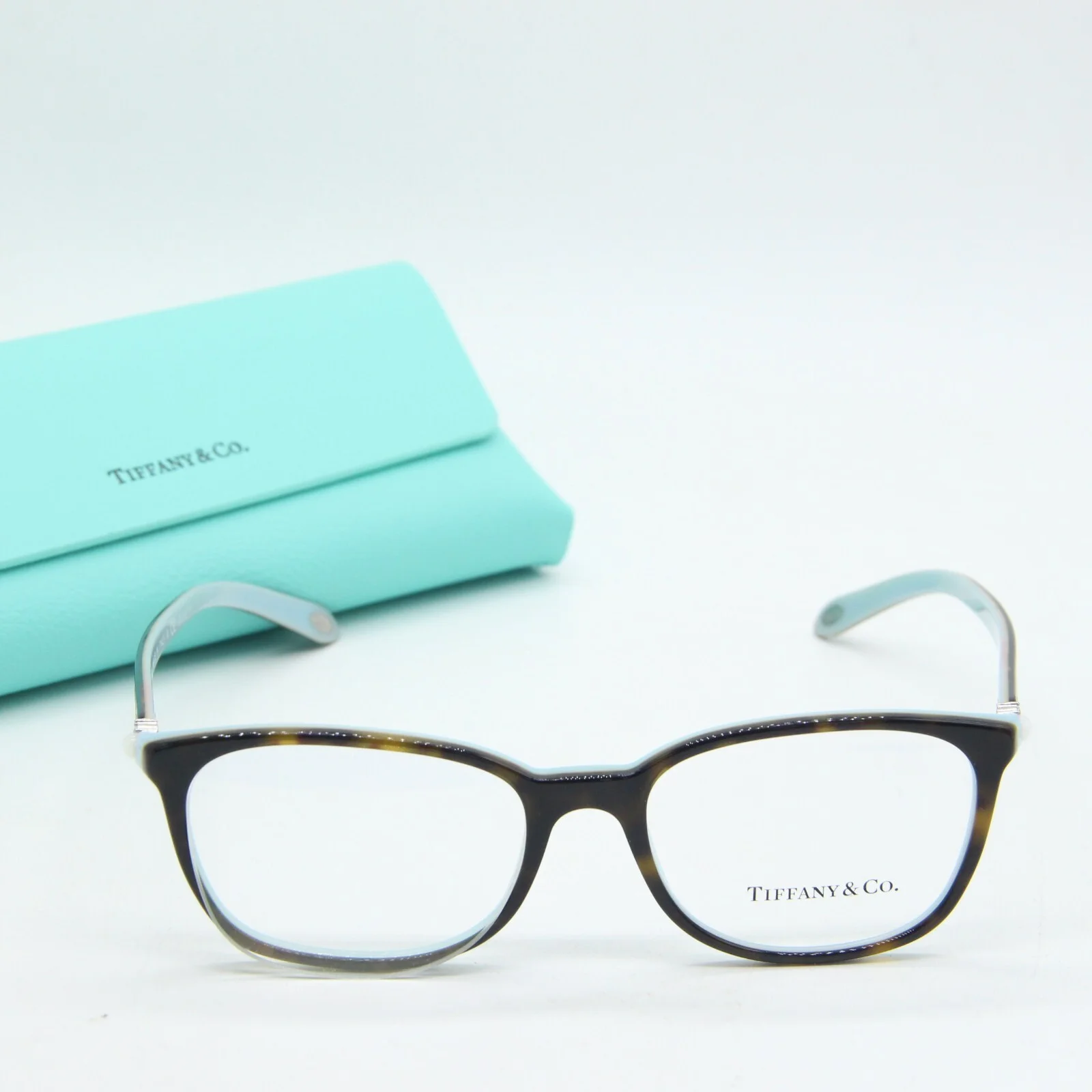 Tiffany & Co. TF 2109H 8134 Havana on Blue Plastic Square Eyeglasses 51mm 2