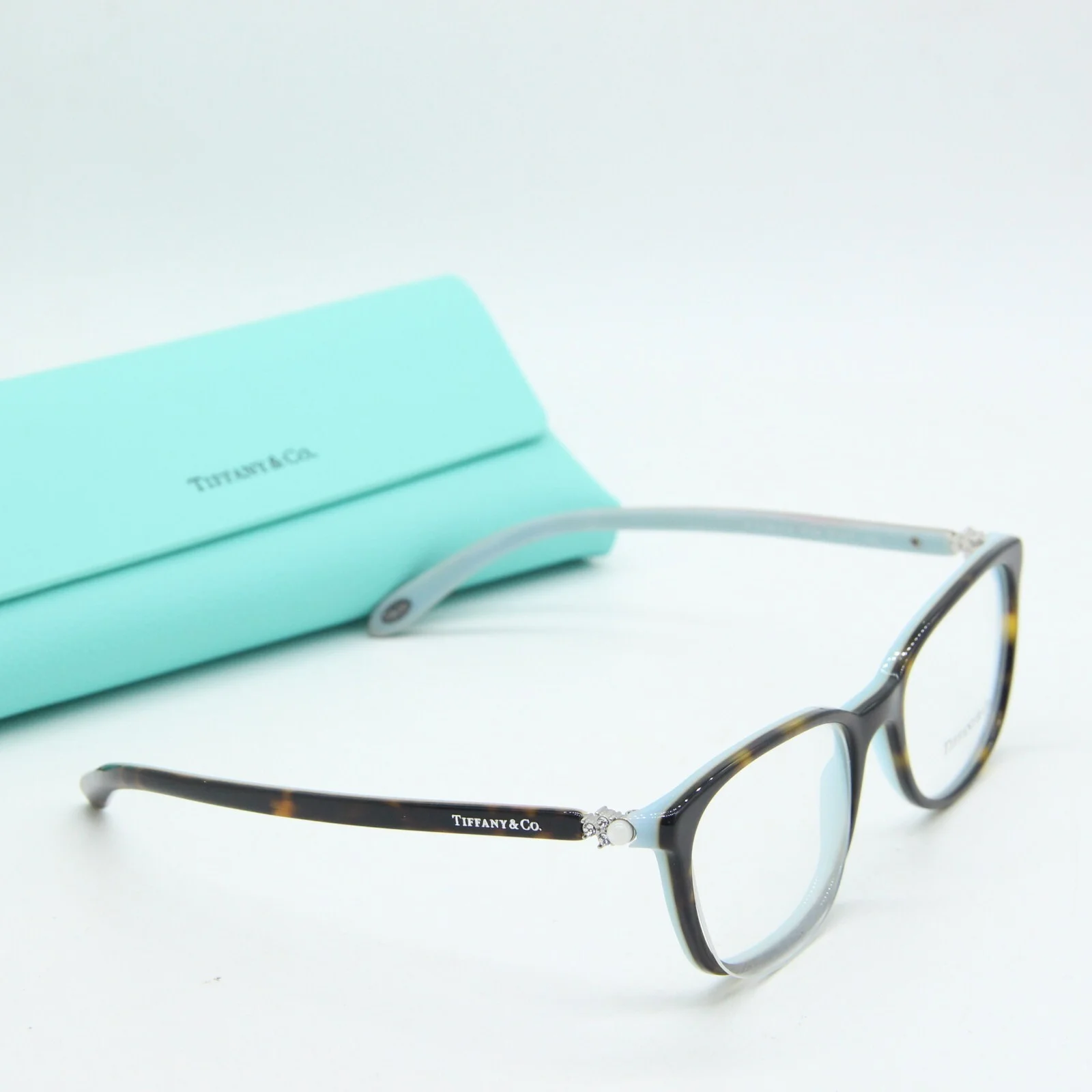Tiffany & Co. TF 2109H 8134 Havana on Blue Plastic Square Eyeglasses 51mm 3
