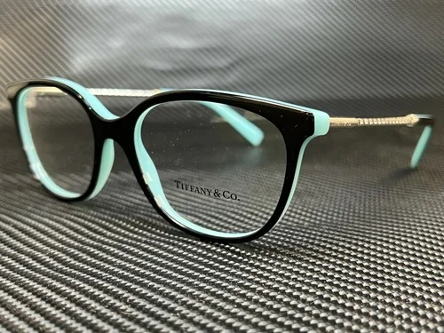 Tiffany TF2168 8055 Black Blue Women Square Demo Lens Eyeglasses Frame 54 mm