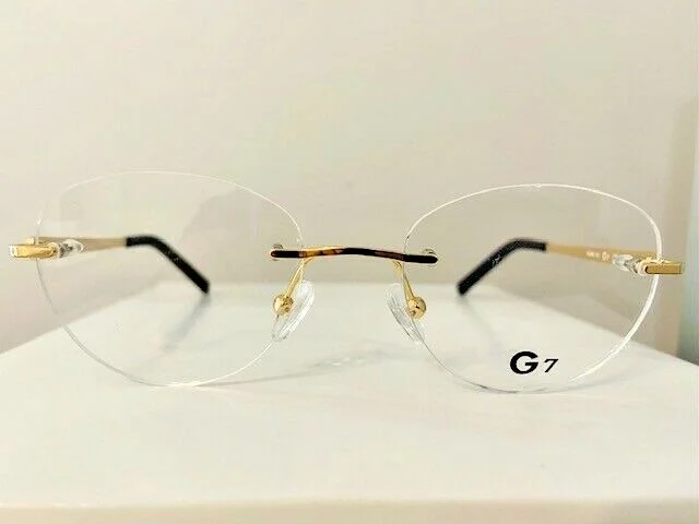 Titanium Rimless Eyeglasses Frames Round Men Women Unisex Gold Black Brown 3