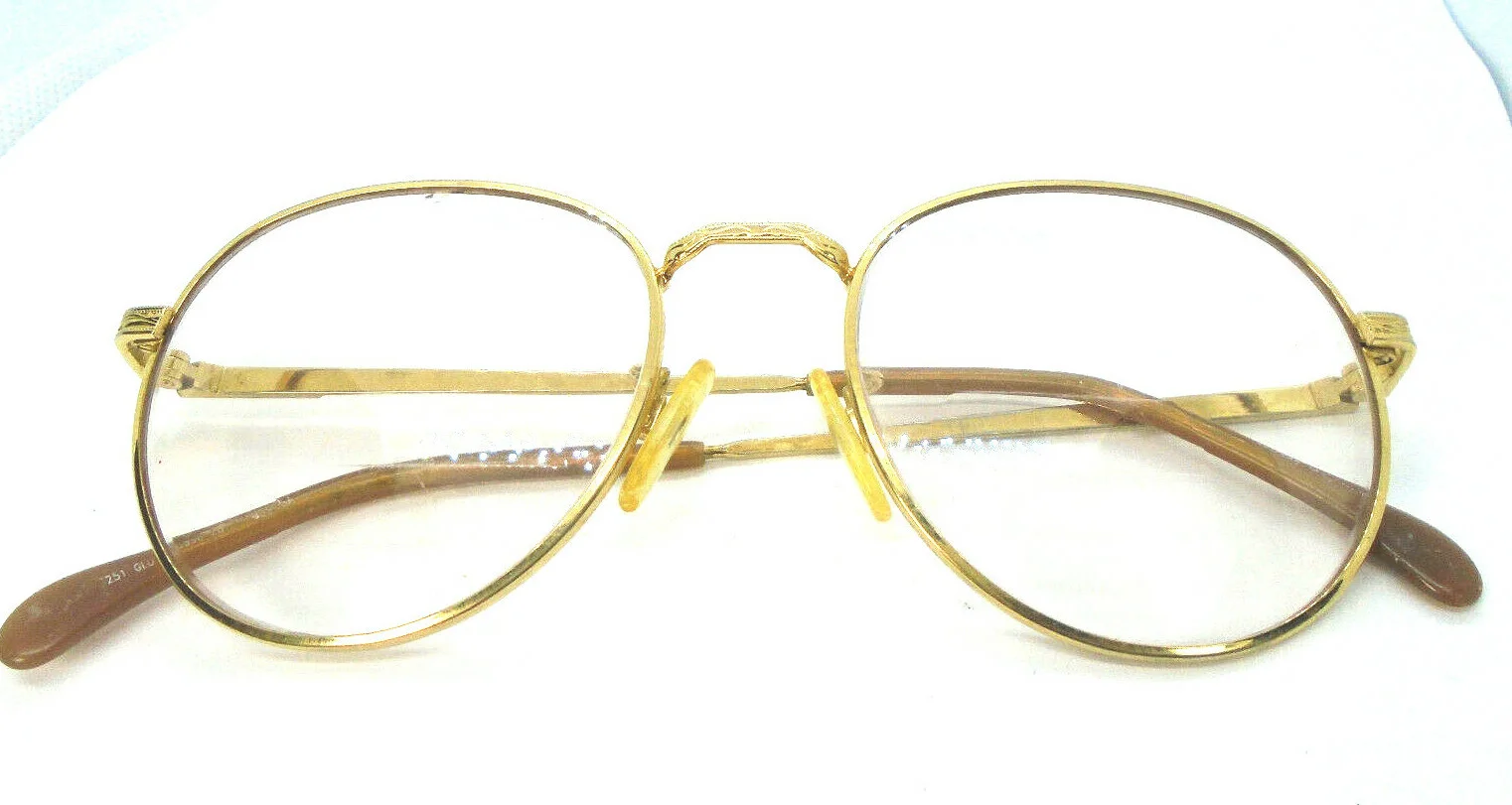 Titmus USA PC 251 TO Z87 GLD Gold 53-19 Vintage Metal Eyeglasses Frames