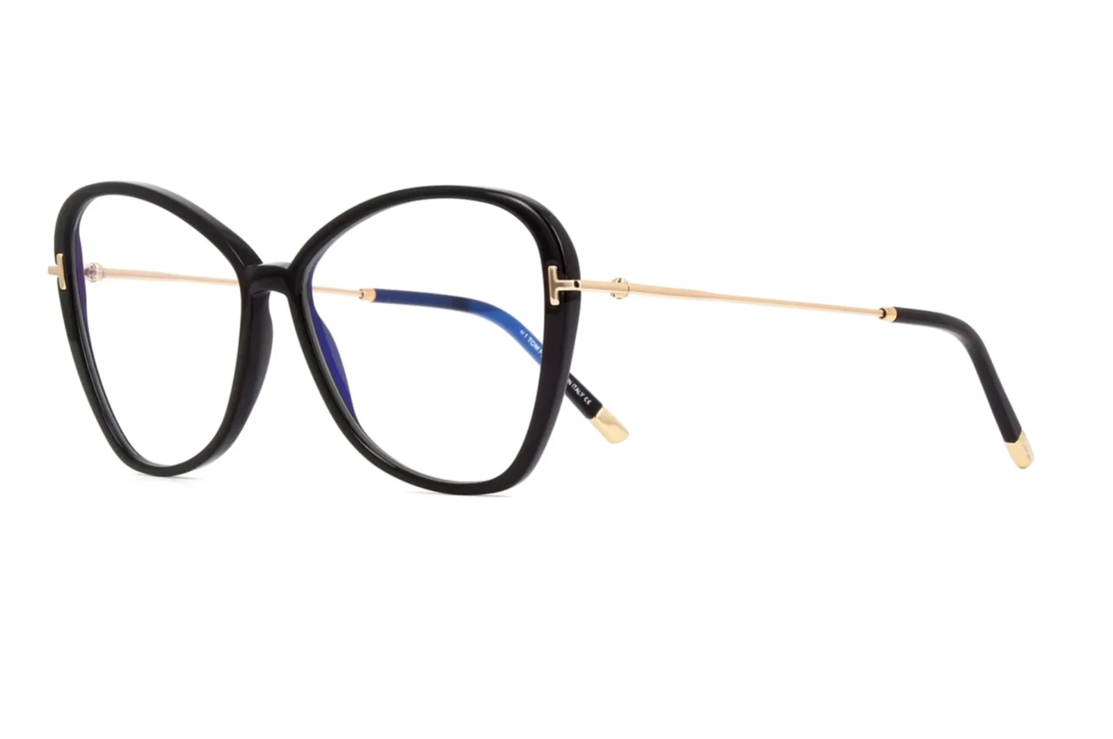 TOM FORD Butterfly Eyeglasses FT5769-B-001-56 Shiny Black Frame Clear Lenses